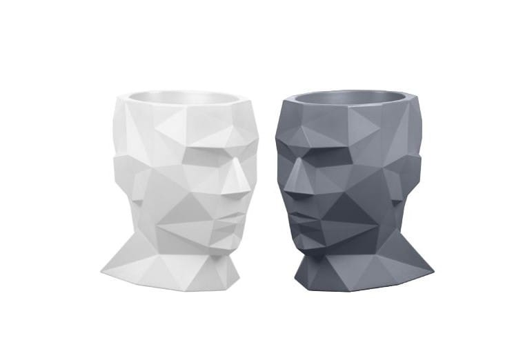 Zestaw 2 ozdobnych donic głowa 40 cm biała i szara | Adonis z półką | Monumo