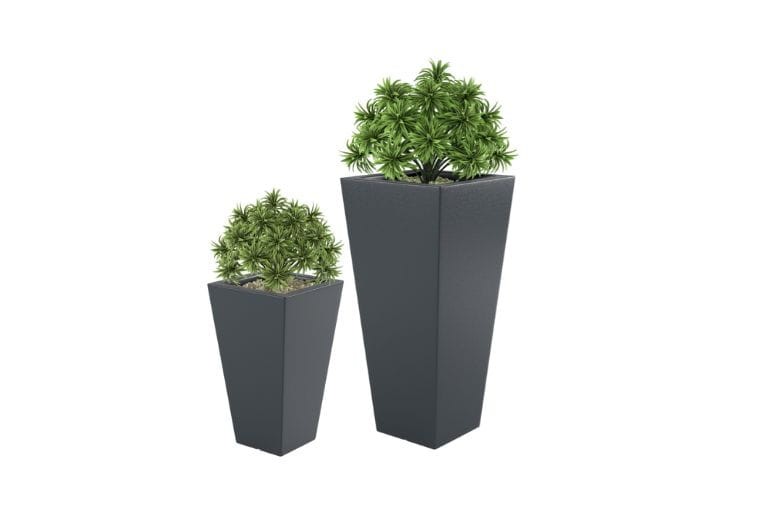 Zestaw 2 donic ogrodowych antracytowych 110 cm i 70 cm | Slim Line S i M z półką | Monumo