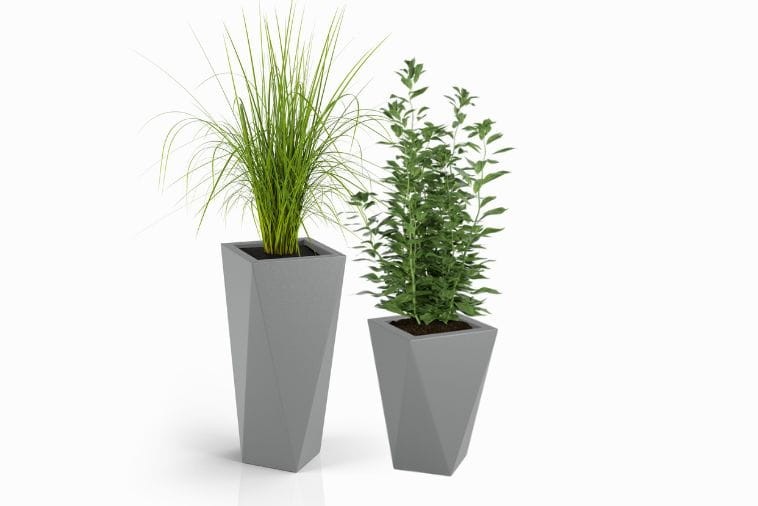 Zestaw 2 donic na taras Vaso z półką 72/59 cm szare | Monumo