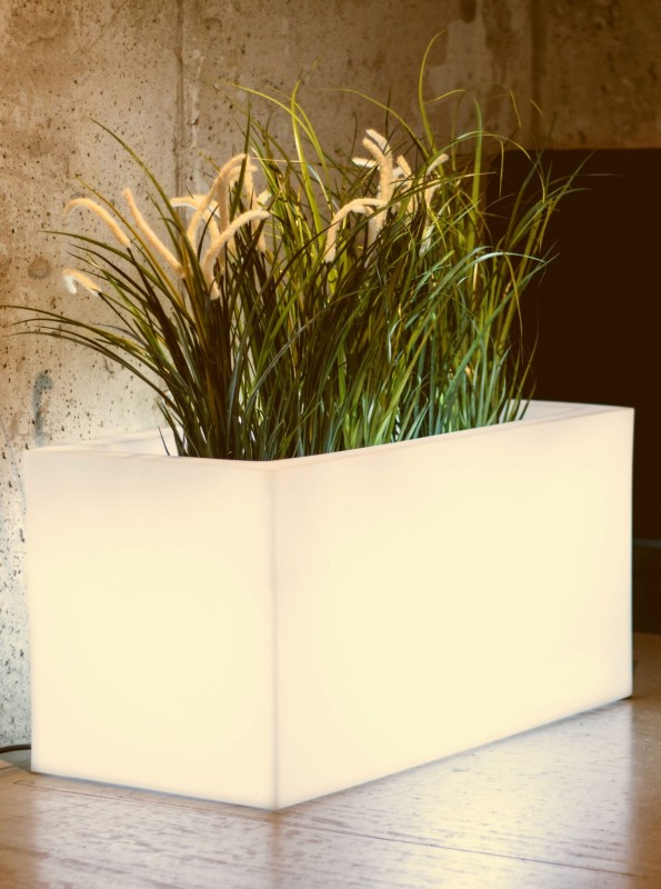Donica LED podświetlana  prostokątna 75 cm barwa ciepła | Lungo z półką | Monumo