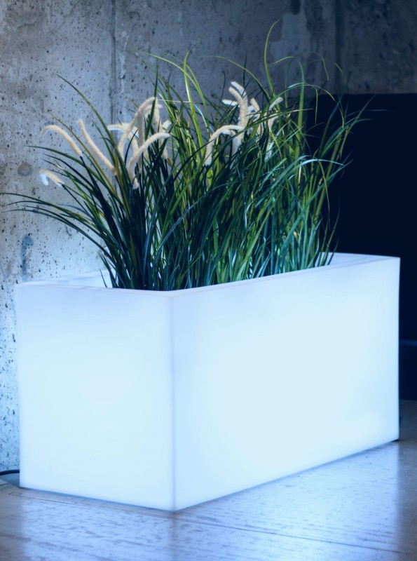 Donica LED podświetlana  prostokątna 75 cm RGB + pilot | Lungo z półką | Monumo