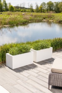 Zestaw 2 donic prostokątnych tarasowych białych | Lungo z półką | Monumo