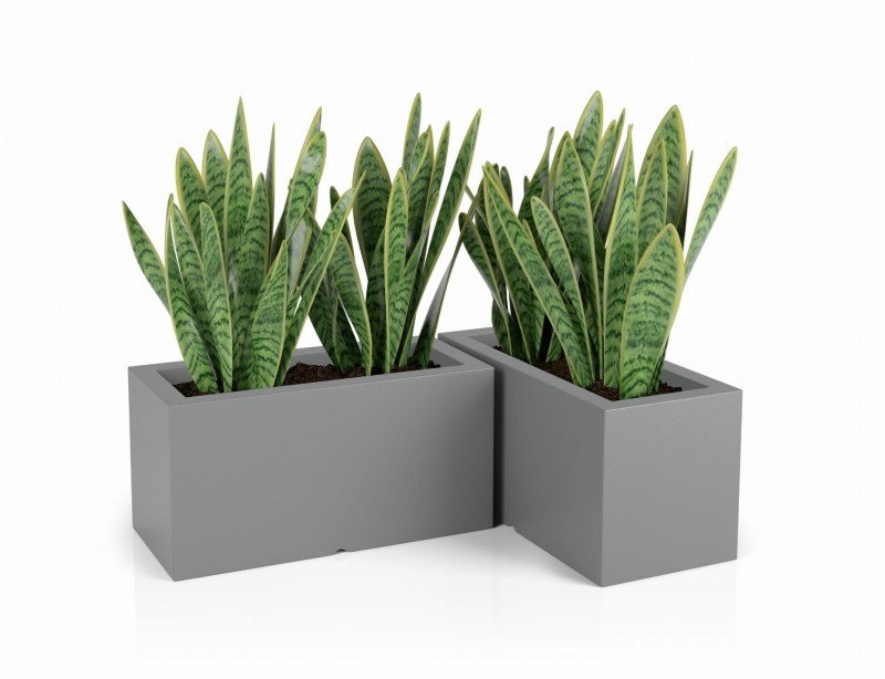 Zestaw 2 donic prostokątnych tarasowych szarych | Lungo pełne | Monumo