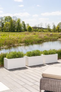 Zestaw 3 donic prostokątnych tarasowych białych | Lungo pełne | Monumo