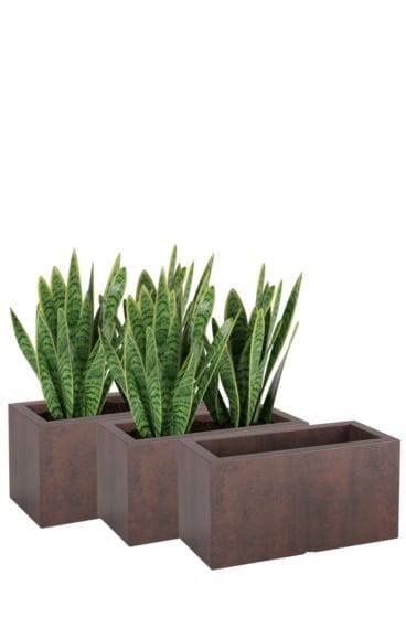 Zestaw 3 donic prostokątnych tarasowych efekt corten | Lungo pełne | Monumo