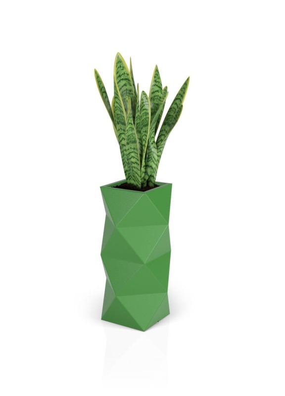 Wysoka donica ogrodowa 78 cm limonkowa | Asti z półką | Monumo