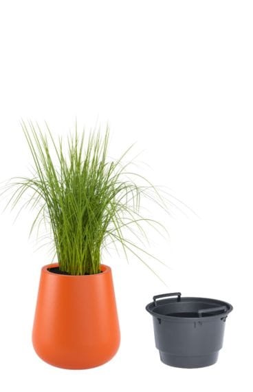 Duża donica ogrodowa okrągła 50 cm pomarańczowa z wyjmowanym wkładem | Lago | Monumo