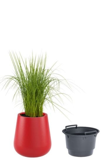 Duża donica ogrodowa okrągła 50 cm czerwona z wyjmowanym wkładem | Lago | Monumo