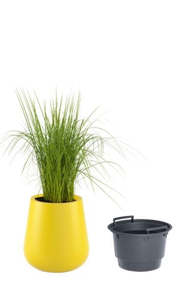 Duża donica ogrodowa okrągła 50 cm żółta z wyjmowanym wkładem | Lago | Monumo