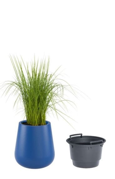 Duża donica ogrodowa okrągła 50 cm niebieska z wyjmowanym wkładem | Lago | Monumo