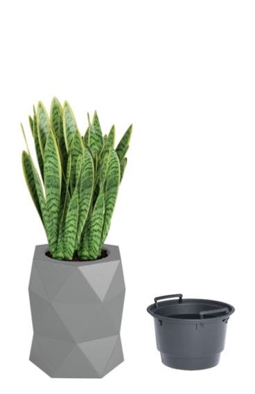 Donica tarasowa geometryczna designerska 54 cm szara z wyjmowanym wkładem | Modena | Monumo