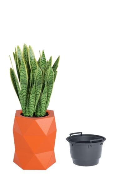 Donica tarasowa geometryczna designerska 54 cm pomarańczowa z wyjmowanym wkładem | Modena | Monumo