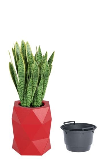 Donica tarasowa geometryczna designerska 54 cm czerwona z wyjmowanym wkładem | Modena | Monumo