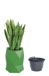 Donica tarasowa geometryczna designerska 54 cm limonka z wyjmowanym wkładem | Modena | Monumo