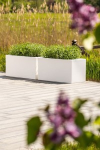 Zestaw 2 donic prostokątnych tarasowych białych | Lungo pełne | Monumo