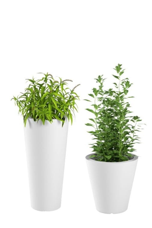 Komplet 2 okrągłych donic ogrodowych białych 80 cm i 50 cm | Habana i Ovo pełne | Monumo