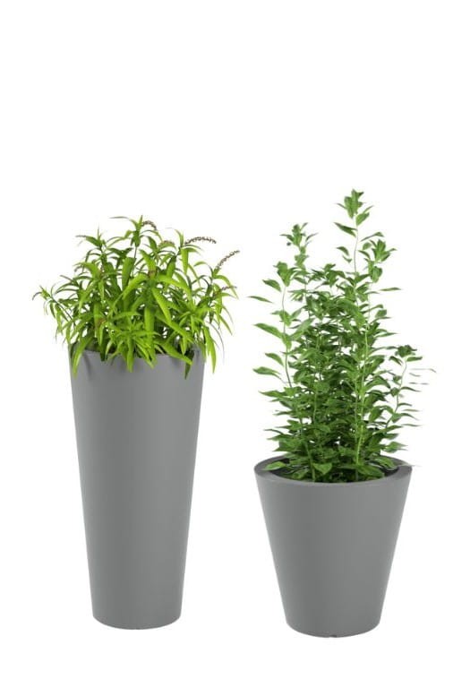 Komplet 2 okrągłych donic ogrodowych szarych 80 cm i 50 cm | Habana i Ovo pełne | Monumo