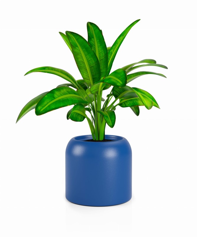 Duża donica okrągła na taras Ambienti 46 cm niebieska pełna | Monumo