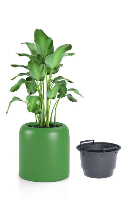 Donica okrągła na taras Ambienti 39 cm z wkładem limonkowa | Monumo