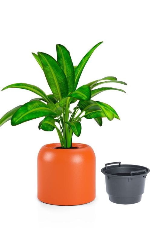 Duża donica okrągła na taras Ambienti 46 cm z wkładem pomarańczowa | Monumo