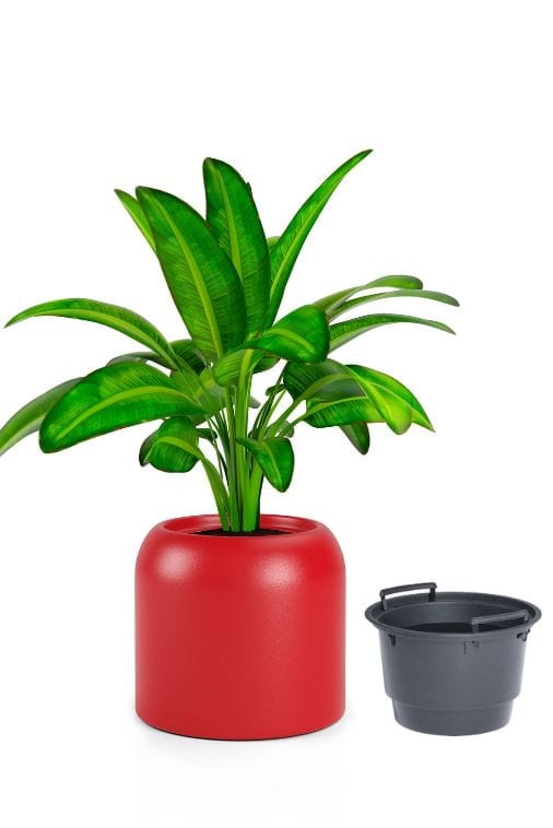 Duża donica okrągła na taras Ambienti 46 cm z wkładem czerwona | Monumo