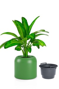 Duża donica okrągła na taras Ambienti 46 cm z wkładem limonkowa | Monumo