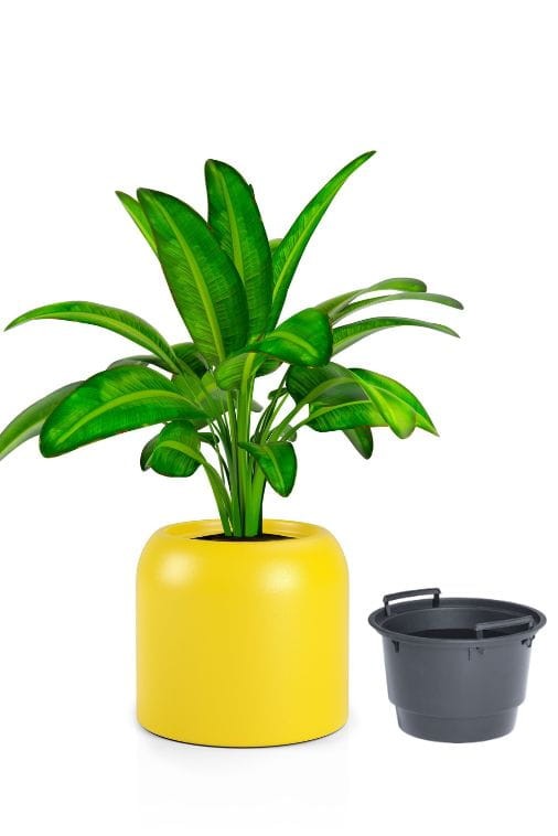 Duża donica okrągła na taras Ambienti 46 cm z wkładem żółta | Monumo