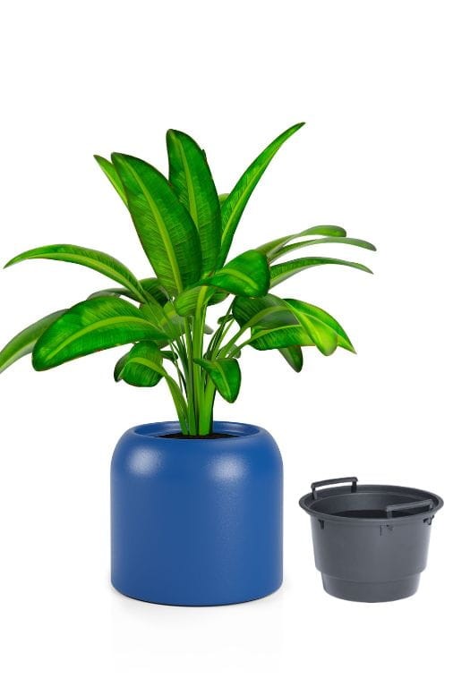 Duża donica okrągła na taras Ambienti 46 cm z wkładem niebieska | Monumo