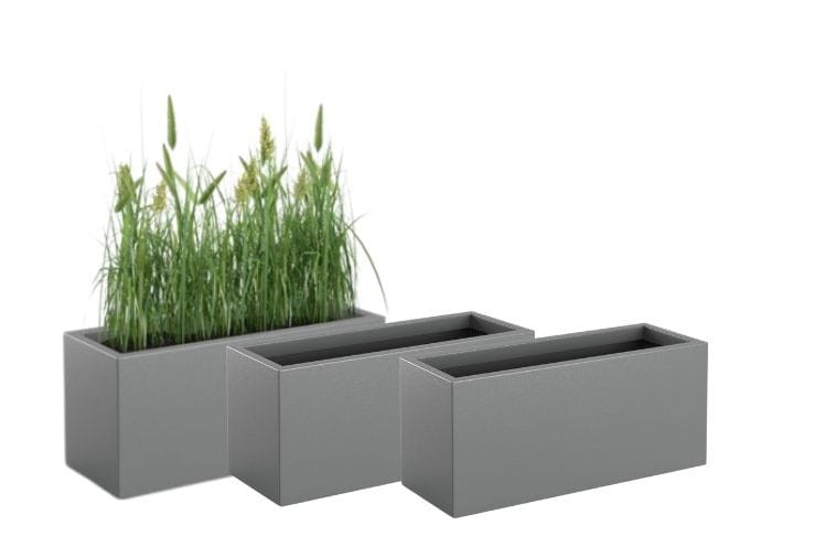 Zestaw 3 długich wąskich donic ogrodowych Long Slim 80 cm (80x30x35) szarych | Monumo