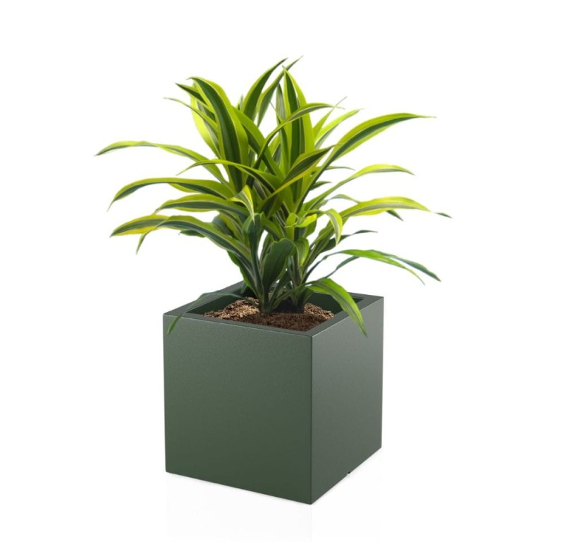 Donica kwadratowa na taras Pixel Pot pełna 40 cm (40x40x40) butelkowa zieleń | Monumo