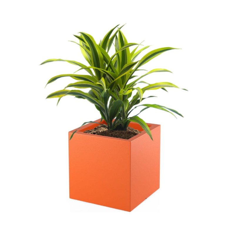 Donica kwadratowa na taras Pixel Pot pełna 40 cm (40x40x40) pomarańczowa | Monumo