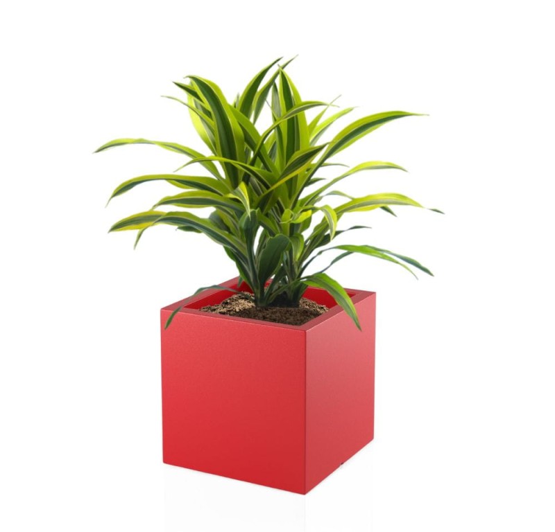 Donica kwadratowa na taras Pixel Pot z półką 40 cm (40x40x40) czerwona | Monumo
