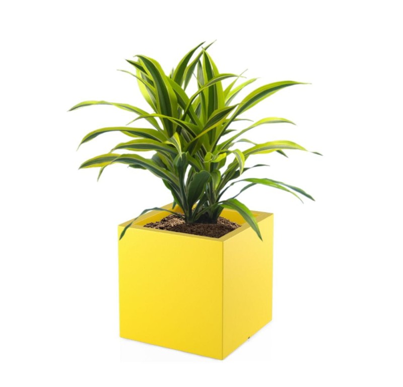 Donica kwadratowa na taras Pixel Pot z półką 40 cm (40x40x40) żółta | Monumo