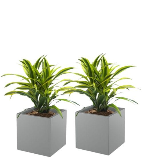 Zestaw 2 donic kwadratowych na taras Pixel Pot z półką 40 cm (40x40x40) szare | Monumo