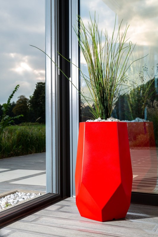 Donica tarasowa nowoczesna 71 cm czerwona | Bari pełna | Monumo