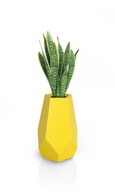 Donica tarasowa nowoczesna 71 cm żółta | Bari z półką | Monumo