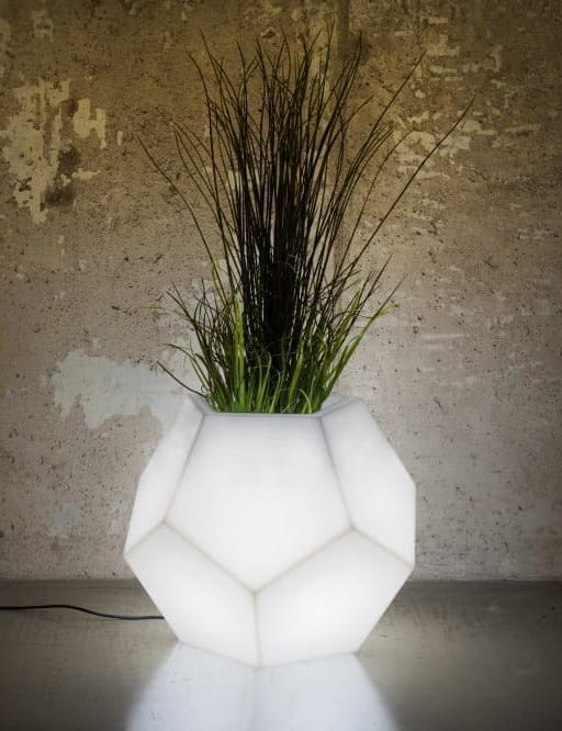 Donica ogrodowa podświetlana LED nowoczesna 53 cm barwa neutralna | Alma Light z półką | Monumo