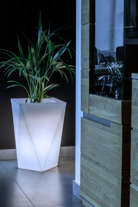 Podświetlana wysoka donica LED 59 cm – barwa neutralna | Vaso light | Monumo
