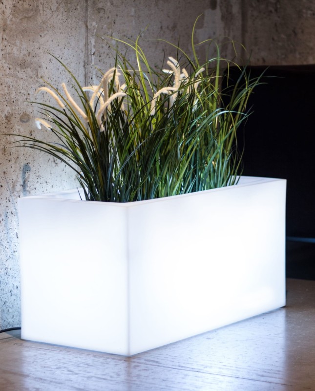 Donica LED podświetlana  prostokątna 75 cm barwa neutralna | Lungo z półką | Monumo