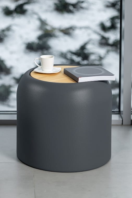 Duża okrągła pufa 46h ze schowkiem Monumo Ambienti antracyt