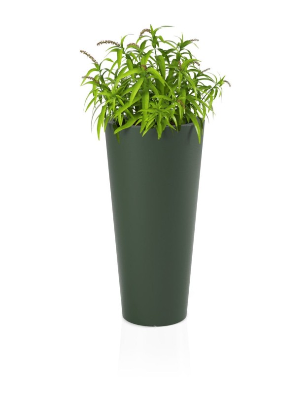 Donica tarasowa nowoczesna wysoka 80 cm butelkowa zieleń | Habana z półką | Monumo