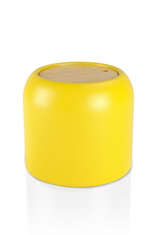 Duży okrągły stolik żółty 46h ze schowkiem Monumo Ambienti 