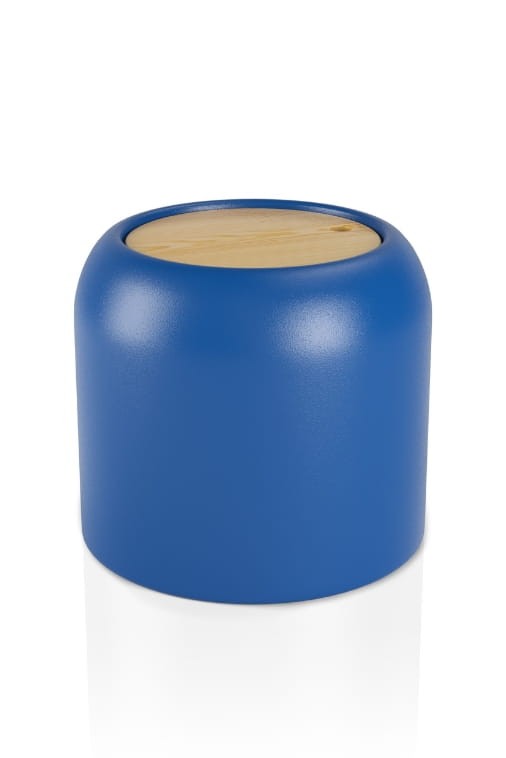 Duży okrągły stolik niebieski 46h ze schowkiem Monumo Ambienti 
