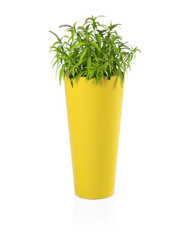 Donica tarasowa nowoczesna wysoka 80 cm żółta | Habana pełna | Monumo