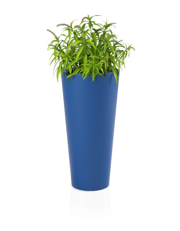 Donica tarasowa nowoczesna wysoka 80 cm niebieska | Habana z półką | Monumo