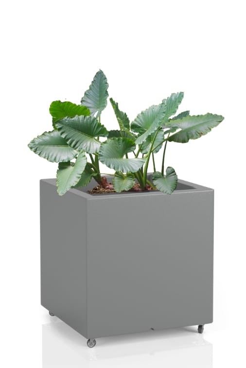 Kwadratowa donica ogrodowa na kółkach 50 × 50 cm szara | Pixel Pot z półką | Monumo
