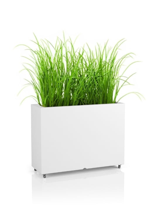 Prostokątna donica ogrodowa na kółkach 85 cm biała – na taras | Lungo Grande z półką | Monumo