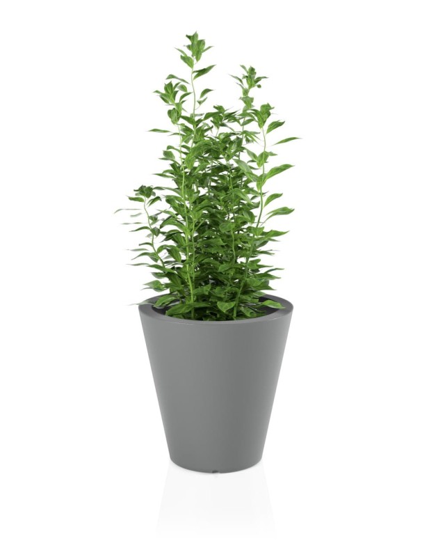 Donica okrągła tarasowa 50 cm szara klasyczna | Ovo z półką | Monumo