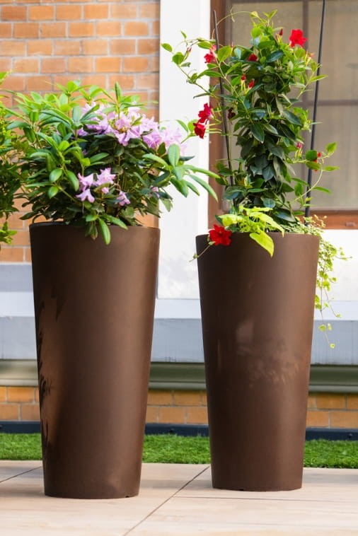 Donica tarasowa nowoczesna wysoka 80 cm efekt corten | Habana z półką | Monumo