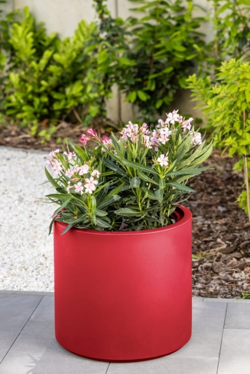 Duża donica okrągła na taras Cavo 50 cm czerwona pełna | Monumo